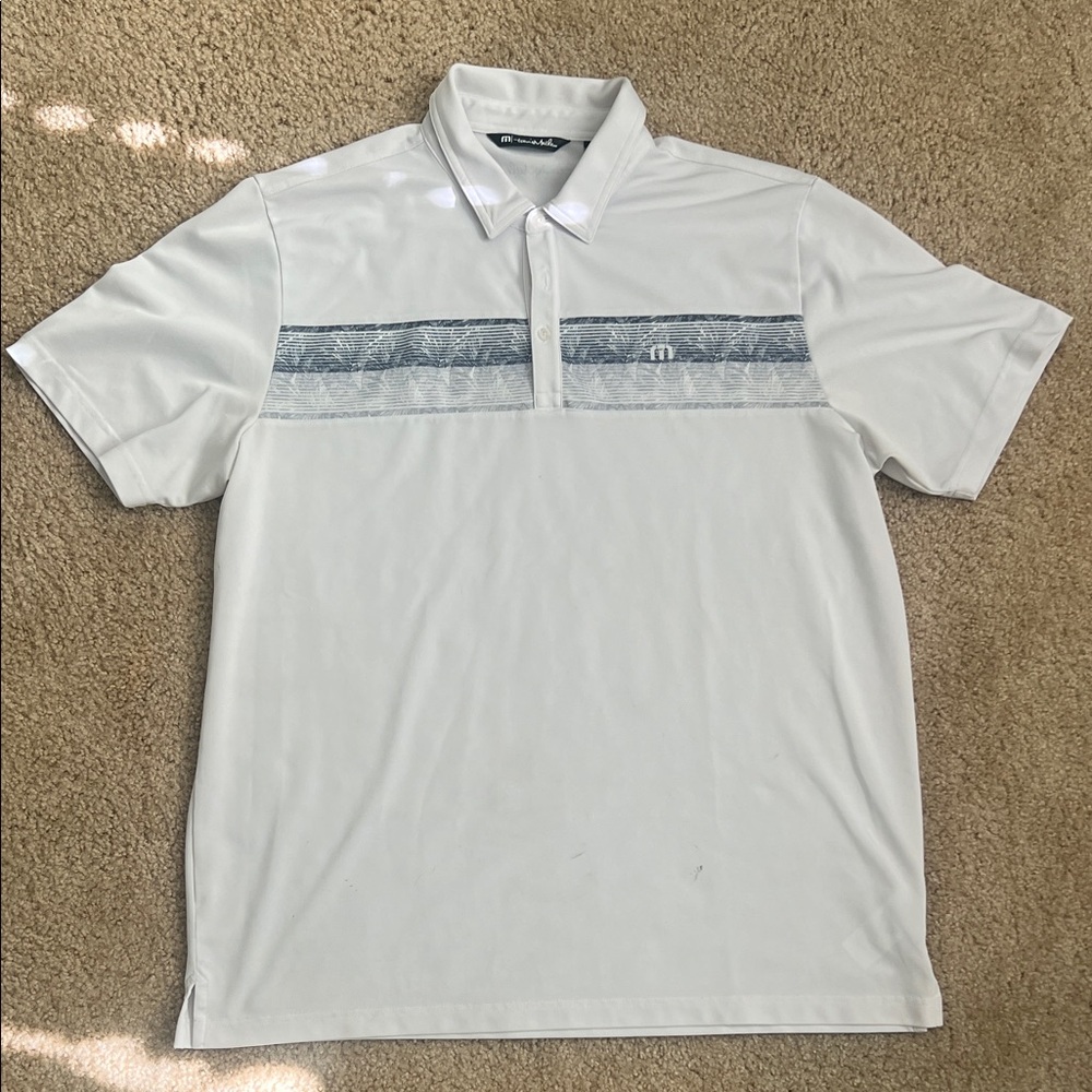 Travis Mathew White and Gray Polo Shirt